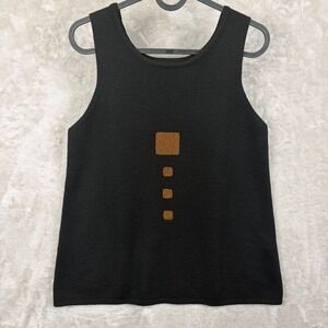 Animale Black Sleeveless Sweater Vest Women M Wool Blend Geometric Artsy Earthy